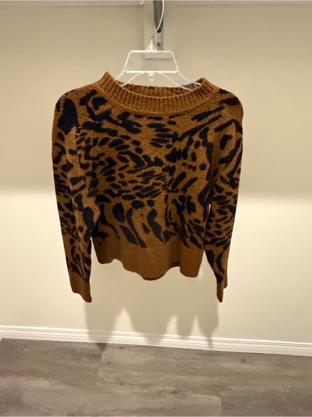 Chestnut Animal-Print Crewneck Sweater